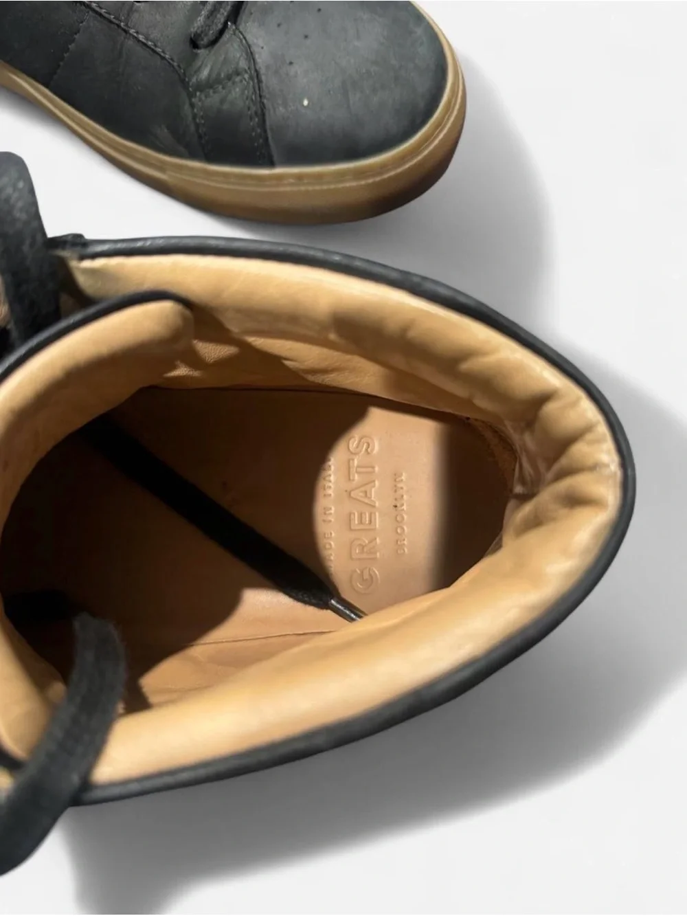 Men's High-Top Suede Sneakers in Black with Gum Sole